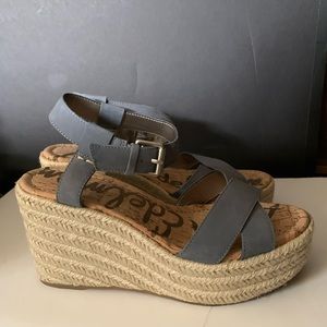 Sam Edelman blue/grey destin espadrille wedges